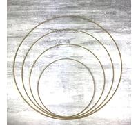 Lealoo Lot 4 Grands Cercles métal Doré Ancien Ø 30 cm à 60 cm, Anneaux en Epoxy pour Attrape rêves, Abat-Jour