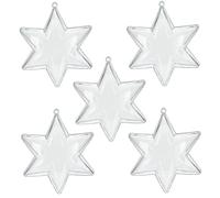 Lealoo Lot 5 étoiles 3D de 10 cm, 6 Branches, Plastique Cristal Alimentaire Transparent, séparable, Contenant sécable à garnir