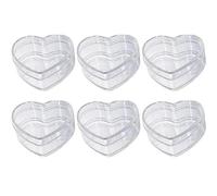 Lealoo Lot 6 Boites en Plastique Transparent Forme Cœur, 6 x 3 cm, contenants Alimentaire pour dragées