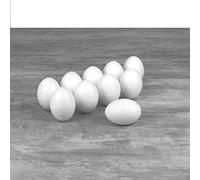 Lealoo Lot de 10 Grands Oeufs en polystyrène Plein de 8 cm de Haut, 6 cm de diamètre, densité Professionnelle
