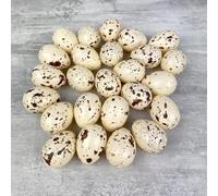 Lealoo Lot de 25 Petits Oeufs en Plastique, Caille mouchetée, Haut. 4 cm, idéal pour la Chasse aux Oeufs de pâques, Non séparable