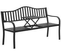 LEAN 29324 Banc de jardin en métal avec table d'appoint 150 × 58,5 × 90 cm, noir