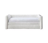 LEANA - Lit gigogne tissu blanc 90x190 cm
