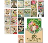 Leanin' Tree The Art of Kelly Rae Roberts - Fabriqué aux États-Unis - Boîte d'assortiment de 20 cartes pour toutes les occasions avec enveloppes, boîte d'assortiment de cartes de vœux, comprend