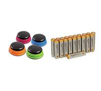 Learning Resources Buzzers Enregistrables - Jeu de 4 & Amazon Basics Lot de 20 piles alcalines Type AAA 1,5 V 1340 mAh (design variable)