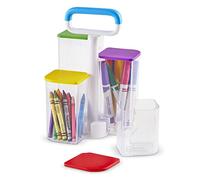 Learning Resources Centre de Rangement Transparent Create-a-Space - 9 Pièces - Organisation Fournitures Scolaires et Bureau - Dès 3 Ans - Couvercles Colorés