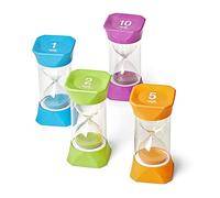 Learning Resources Lot de 4 sabliers géants de 1, 2, 5 et 10 minutes avec capuchon en caoutchouc souple pour enfants et jeux de classe
