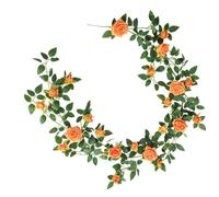 LearnLyrics Vigne De Roses Artificielles - Guirlande De Fleurs En Soie PE De 1,5 M, Fausse Guirlande Florale Avec 22 Fleurs, 15 Tiges, Décoration De D'arche De Mariage | Décoratives Pour La Maison, L