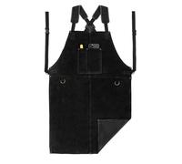 LeaSeek Tablier de Soudure en cuir pour homme,Tablier Barbecue anti chaleur | 61×91cm, Résistant flammes, Anti feu, Pour jardinage,forgeron,barbecue, Pour homme et femme, Noir/Marron