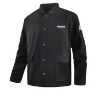 LeaSeek Veste de soudage ignifuge en coton avec manches en cuir, manteau de soudeur de sécurité au travail pour homme et femme