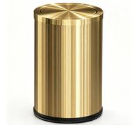 LEASYLIFE Petite poubelle avec couvercle rabattable en acier inoxydable pour salle de bain, cuisine, salon Doré métallisé (8,8 l)