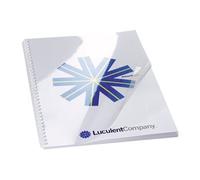 GBC | Lot de 50 Plats de Couverture LeatherGrain A4 à fenêtre | Grain Cuir Noir 250 g/m² | Finition Haut de Gamme | Protection Professionnelle | Présentations Soignées | 46705E