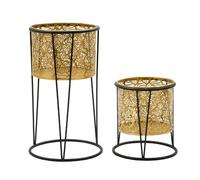 Leavy - set de 2 pots de fleurs en fer - doré et noir