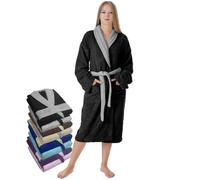 LEBENGOOD Peignoir pour femme 100% coton éponge américain 450 g/m² doux absorbant unisexe OEKO-TEX avec ceinture, poches, douche, peignoir doux, serviette