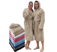 LEBENGOOD Peignoir unisexe à capuche 100% coton éponge américain 400 g, poches, peignoir doux, serviette de douche pour femme peignoir de bain femme homme eponge robe de chambre (Capucha Arena XL)