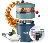LEBENLANG Bol Muesli A Emporter Avec Cuillère - 650ml & Paroi Intérieure Isolante Inox I Cereales Petit Dejeuner Pot Yaourt À Boire Pot Sauce A Emporter Pot Pour Yaourt Cereal Cup Tasse A Emporter