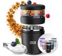 LEBENLANG Bol Muesli A Emporter Avec Cuillère - 650ml & Paroi Intérieure Isolante Inox I Pot De Yaourt Avec Couvercle Céréales Pour Enfants Gobelet Enfant Ecole Pot A Dejeuner Porridge Cereal Cup