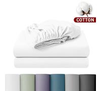 LeBonsoir Drap-housse 135 x 190 cm, hauteur de poche 30 cm, 100 % coton, bords élastiques anti-effilochage - Blanc