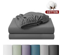 LeBonsoir Drap-housse 135 x 190 cm, hauteur de poche 30 cm, 100 % coton, bords élastiques anti-effilochage - Gris foncé