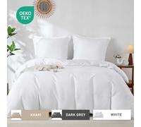 LeBonsoir Parure de lit avec housse de couette 200 x 200 cm et 2 taies d'oreiller 65 x 65 cm - Blanc