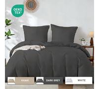 LeBonsoir Parure de lit avec housse de couette 200 x 200 cm et 2 taies d'oreiller 65 x 65 cm - Gris foncé