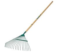 LEBORGNE - Balai à Gazon Fil Rond 20 Dents - Manche Bois Certifié PEFC 100% - Outil Jardinage pour Ramassage et Scarification Pelouses et Allées - 44 cm - Poids 0,55 kg