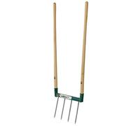 LEBORGNE - Biogrif 4 Dents Assemblée Naturovert Manche Bois Certifié PEFC 100% - Ergonomique - Largeur 40 cm - Décompactage Sans Retournement - H 25 cm - Poids 4,70 kg