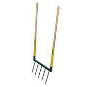 LEBORGNE - Biogrif NaturOvert, Grelinette Non Assemblée, 5 Dents Interchangeables - Boîte Carton - Double Manche Long en Bois PEFC 100% - Outillage de Jardinage - Fabrication Française