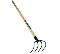 Leborgne, Croc à Fumier, 4 dents, Largeur: 21 cm, Manche: 130 cm, Acier Forgé et Trempé, Manche Bois Certifié PEFC 100%, Croc à fumier pour griffer, aérer, niveler, briser les mottes de terre