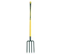 Leborgne, Fourche à Bêcher, 4 dents Épaisses, Manche Tri-Matière, Tête Acier Forgé et Trempé, Idéal pour les sols lourds et peu caillouteux, Manche de 100 cm, Acier forgé et trempé/Fibres de verre
