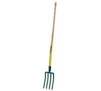 Leborgne, Fourche à Bêcher Dame, 4 dents, Léger, Manche Bois, Tête Acier Forgé et Trempé, Fourche à bêcher légère, Manche de 100 cm en bois certifié 100% PEFC, Assemblé en France