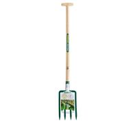 LEBORGNE Fourche à bêcher douille 4 dents 30cm avec manche béquille en bois certifié PEFC 100%