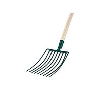 Leborgne, Fourche A Cailloux Douille 9 dents Manche Bois Certifié PEFC 100%, Emmanchement stable, Assemblé en France, Longueur total 166 cm, Largeur 28 cm, Acier forgé et trempé/Bois