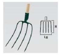 Fourche à Fumier 4 Dents Forgées 22 cm Sans Manche - Acier Trempé Haute Résistance, Douille Robuste, Outil Agricole et Équestre, Avec Protège-Pointes - Leborgne