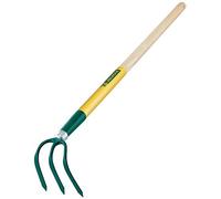 Leborgne, Griffe à Rosier, 3 dents, Tête Acier, Lame totalement trempée, Emmanchage douille tubulaire, Manche extra-long de 90 cm, Coté arrière pour couper, Outil tirant-poussant articulé