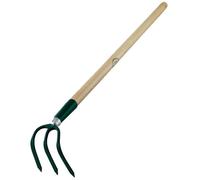 Leborgne, Griffe à Rosier, 3 dents, Tête Acier, Lame totalement trempée, Emmanchage douille tubulaire, Manche extra-long de 90 cm, Coté arrière pour couper, Outil tirant-poussant articulé