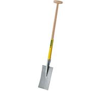 Leborgne Louchet Nord Duopro 28 cm Manche Bois Béquille 90 cm Acier Trempé | Repose-pieds - Lame nervurée - Douille pleine soudée avec collerette de renfort - Sols lourds et argileux
