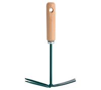 Leborgne, Petite Serfouette Panne et Fourche Manche Bois, Binette à main pour jardinage, Sarcloir de jardin avec 3 griffes, Outil de jardin multifonctions
