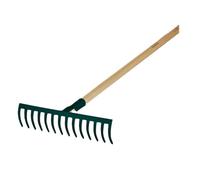 Leborgne, Râteau Forgé 16 dents Courbes Manche Bois Certifié PEFC 100%, dents et peigne en acier forgé et trempé, Idéal pour ramasser les débris et les cailloux, manche extra long de 150 cm