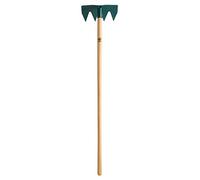 Leborgne, Râtissoire 4 dents + réglette batipro 31 cm, manche bois certifié PEFC 100% 130 cm, Réglette angulée en acier, Douille renforcée, Angulation du peigne à 65° optimisé pour tirer du remblai