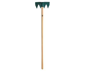 Leborgne, Râtissoire 4 dents + réglette batipro 31 cm, manche bois certifié PEFC 100% 130 cm, Réglette angulée en acier, Douille renforcée, Angulation du peigne à 65° optimisé pour tirer du remblai