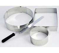 Lebrun Couverts - Coffret Gateaux 4 Pièces comprenant 1 Cercle à gâteaux, 1 couteau à palette, 1 diviseur à genoise, 1 Emporte Pièce Patisserie - Acier Inoxydable - Marque Française.