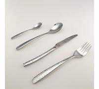 Lebrun Couverts - Ménagère et Service 24 Pièces FACETTE - Coffret pour 6 Personnes - Set de 24 Couverts Art de la table - 6 Fourchettes, 6 Couteaux, 6 Cuillères à soupe et 6 Petites Cuillères