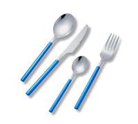 Lebrun Couverts OSAKA 8MM - Ménagère Inox 24 pièces comprenant 6 fourchettes, 6 couteaux de table, 6 cuillères à soupe, 6 cuillères à café - Service de table pour 6 personnes - Marque Française.