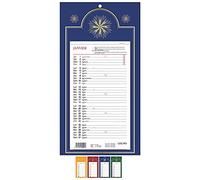 LECAS - 1 Plaque Calendrier Mensuel Long Classique - Janv. à Déc. 2023 - 16 x 33,3 cm - 4 coloris disponibles
