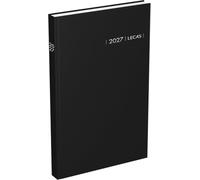 LECAS - Agenda journalier Carré Travers Noir - Dimension 14 x 22 cm - Janvier 2027 à Décembre 2027