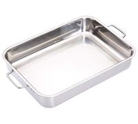Lèchefrite plat à rôtir - 32 x 23 x 6,5 cm - Acier inoxydable - Poignées rabattables