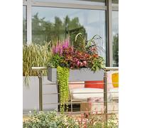 LECHUZA Bac à plantes BALCONERA Stone 80 Gris pierre | Bac à plantes pour balcon avec arrosage et 2 bacs à plantes | Aspect pierre naturelle | 79 x 19 x 19 cm | 15660