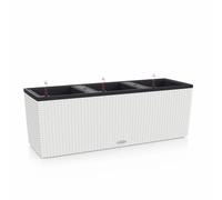 LECHUZA Bac à plantes TRIO Cottage 30 Blanc | Mini-potager avec système d'arrosage et 3 bacs à plantes | Aspect tressé | 100 x 32,5 x 34,5 cm | 15000