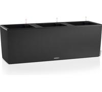 LECHUZA Bac à plantes TRIO Stone 30 Noir graphite | Mini bac à légumes avec arrosage et 3 bacs à plantes |Optique pierre naturelle|100 x 32,5 x 34,5 cm| 15046